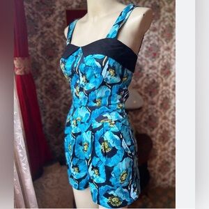 Blue floral playsuit